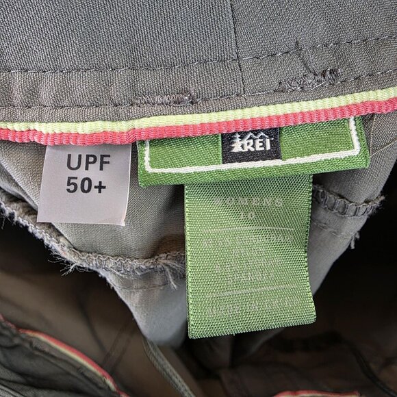REI Hiking Pants Womens Size 10 Green UPF 50+ Quick Dry Zip Ankle Drawcord Nylon - Picture 10 of 12